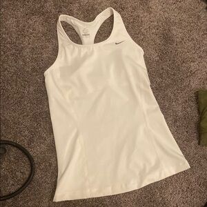 Nike White Fitted Sleeveless Tank Top